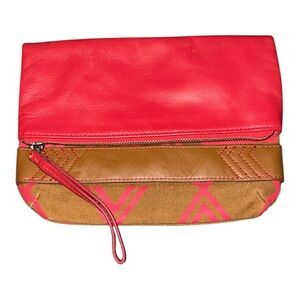 Nixon Tribu Clutch Brown Cherry Zipper Closure Purse Handbag EUC